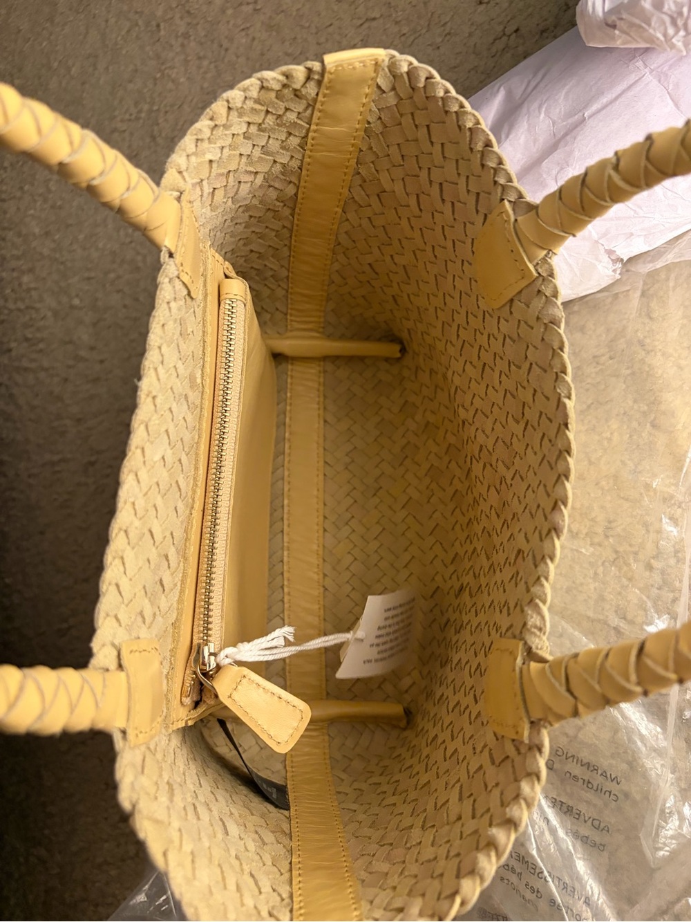 Madewell 💛 the Signature mini Woven Tote Bag in Yellow Clay NWT - Picture 5 of 9